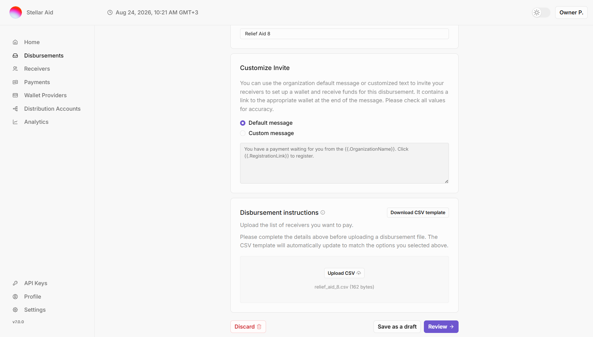 Disbursement CSV